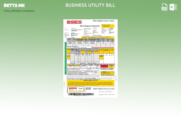 Модерен стил Индија Bses шаблон за деловна сметка за електрична енергија